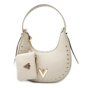Valentino Orlandi Studded Shoulder Bag with Matching Wallet Beige